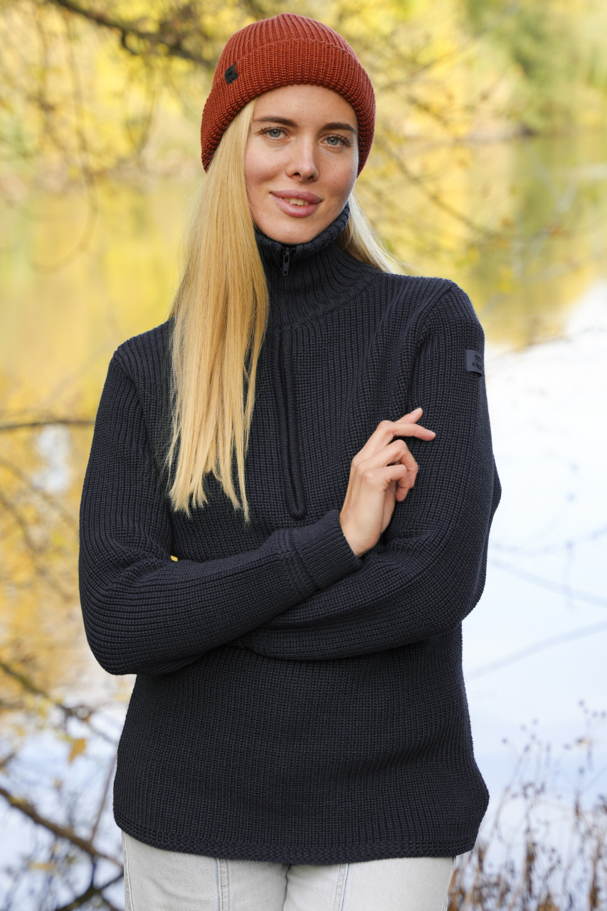 Damen Troyer Merino Blau GOTS
