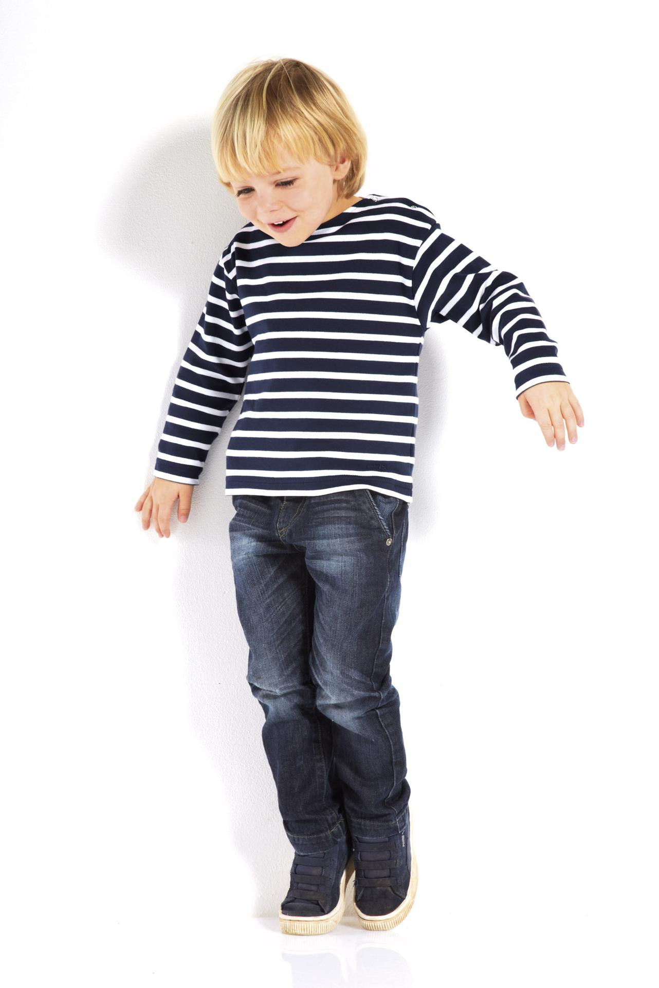 Gestreiftes Shirt - Kinder - blau/weissgestreift