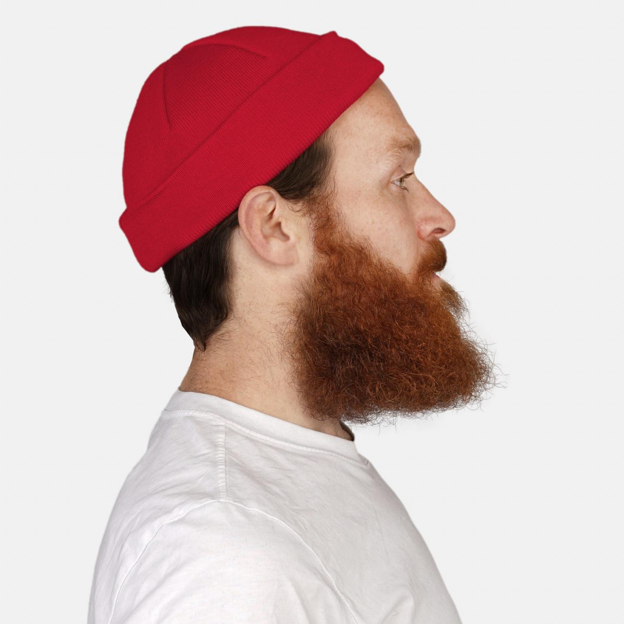 Hanseheld Strickmütze Seebär Merino Dockermütze kurz flach - Rot