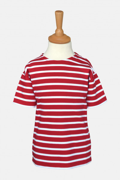 Bretonisches Kinder T-Shirt -  rot/weissgestreift