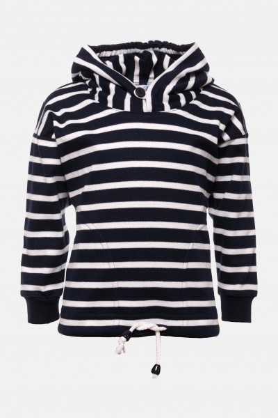 Bretonisches Kinder-Kapuzenshirt - blau/weissgestreift