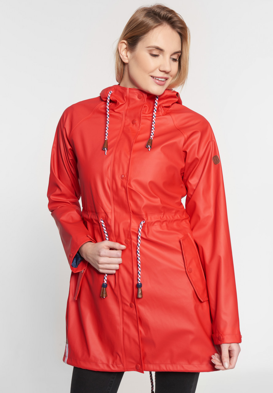 Damen Friesennerz Rot Anker-Futter