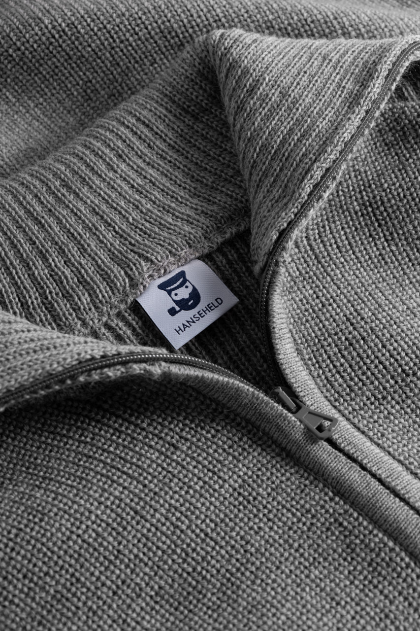 Damen Troyer Hanseheld Schurwolle Grau Meliert