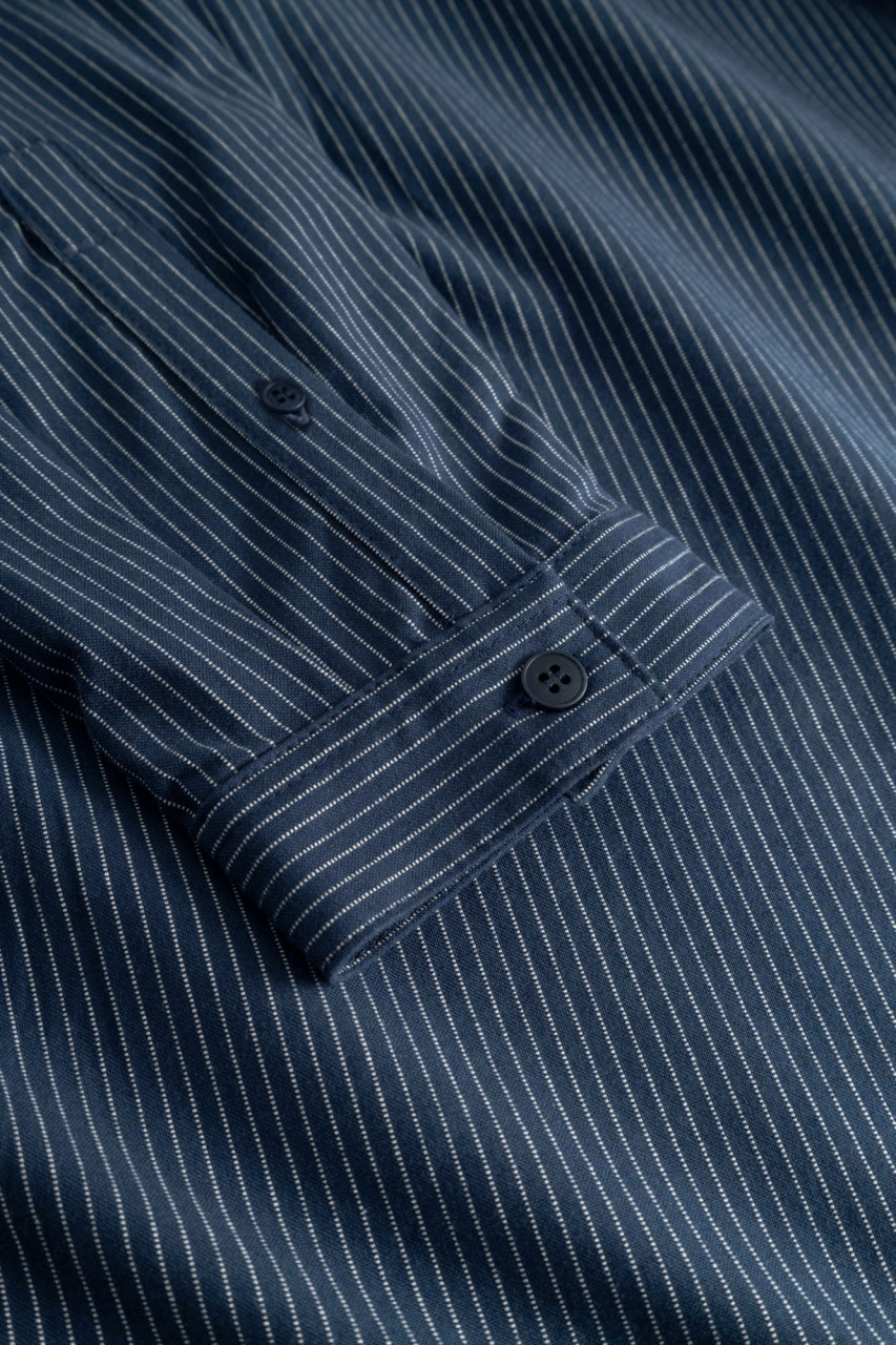 Hanseheld Fischerhemd Blau Schmal Gestreift GOTS Organic