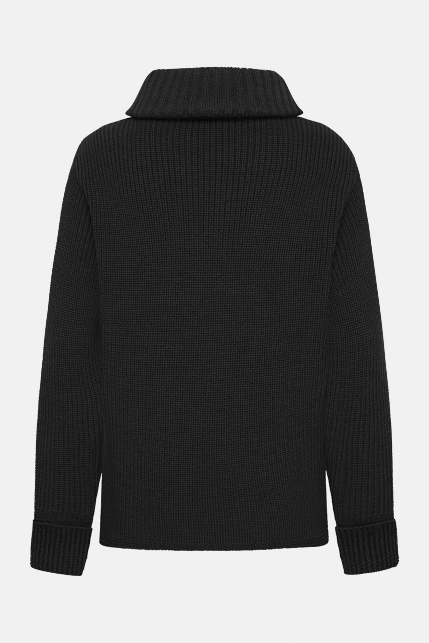 Damen Troyer Hanseheld Merino Schwarz GOTS Organic