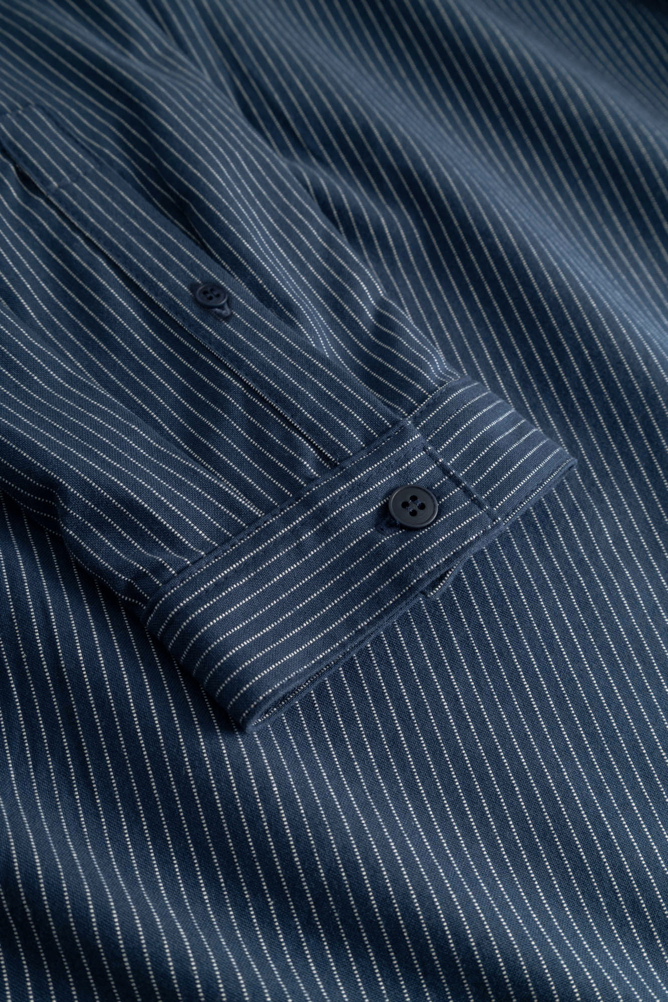 Hanseheld Fischerhemd Blau Schmal Gestreift GOTS Organic