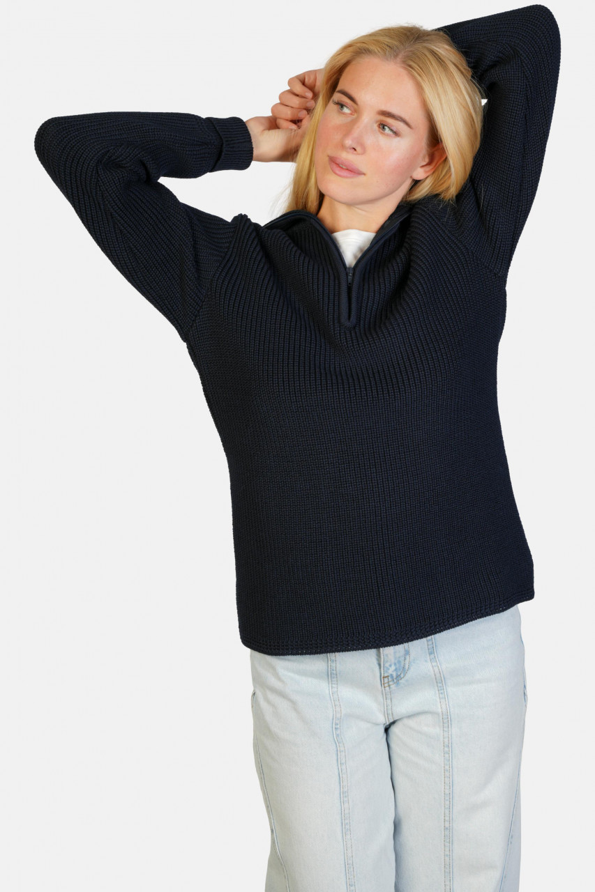 Damen Troyer Merino Blau GOTS