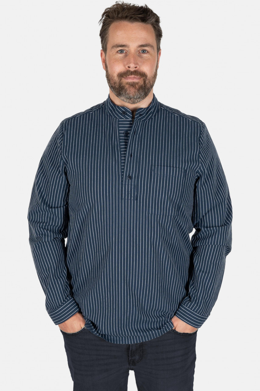 Hanseheld Fischerhemd Blau Breit Gestreift GOTS Organic