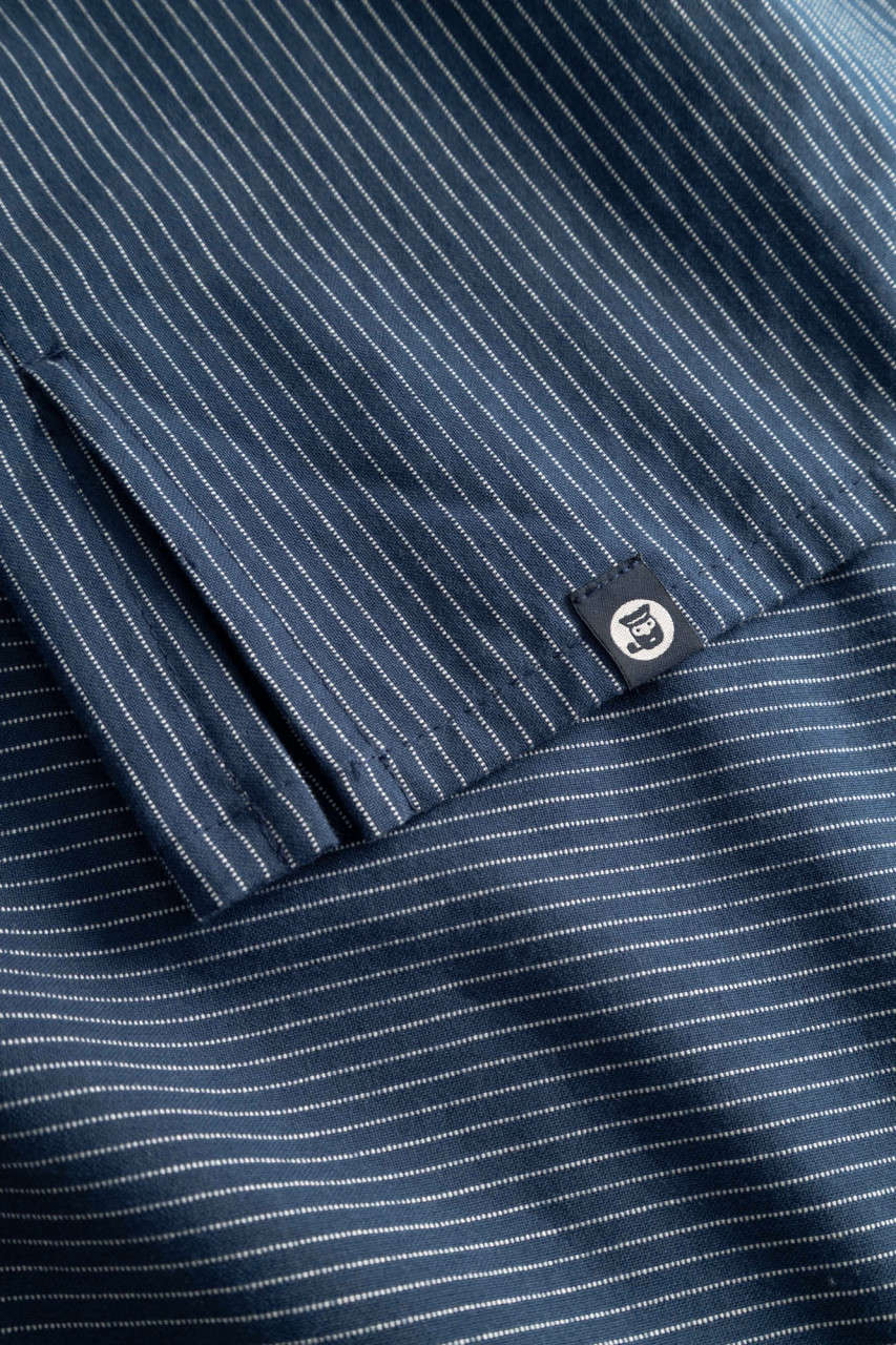 Hanseheld Fischerhemd Blau Schmal Gestreift GOTS Organic