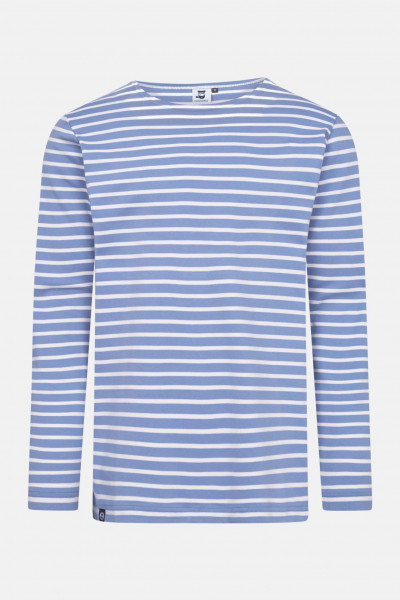 Hanseheld Streifenshirt Herren Hellblau-Natur Langarm Jeans Blau GOTS Organic