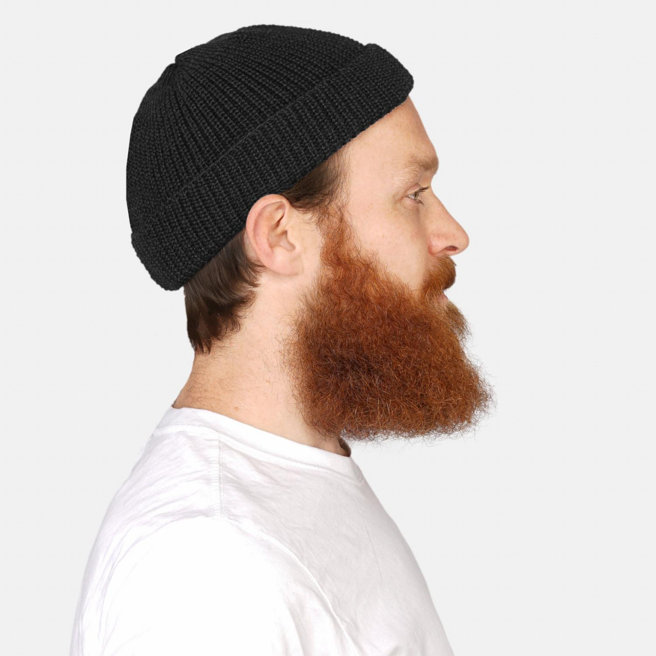 Hanseheld Strickmütze Seebär GOTS Dockermütze Seemannsmütze kurz und flach - Anthrazit