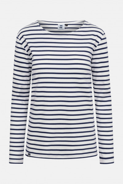 Hanseheld Streifenshirt Damen Natur-Marine Langarm Weiß Blau GOTS Organic