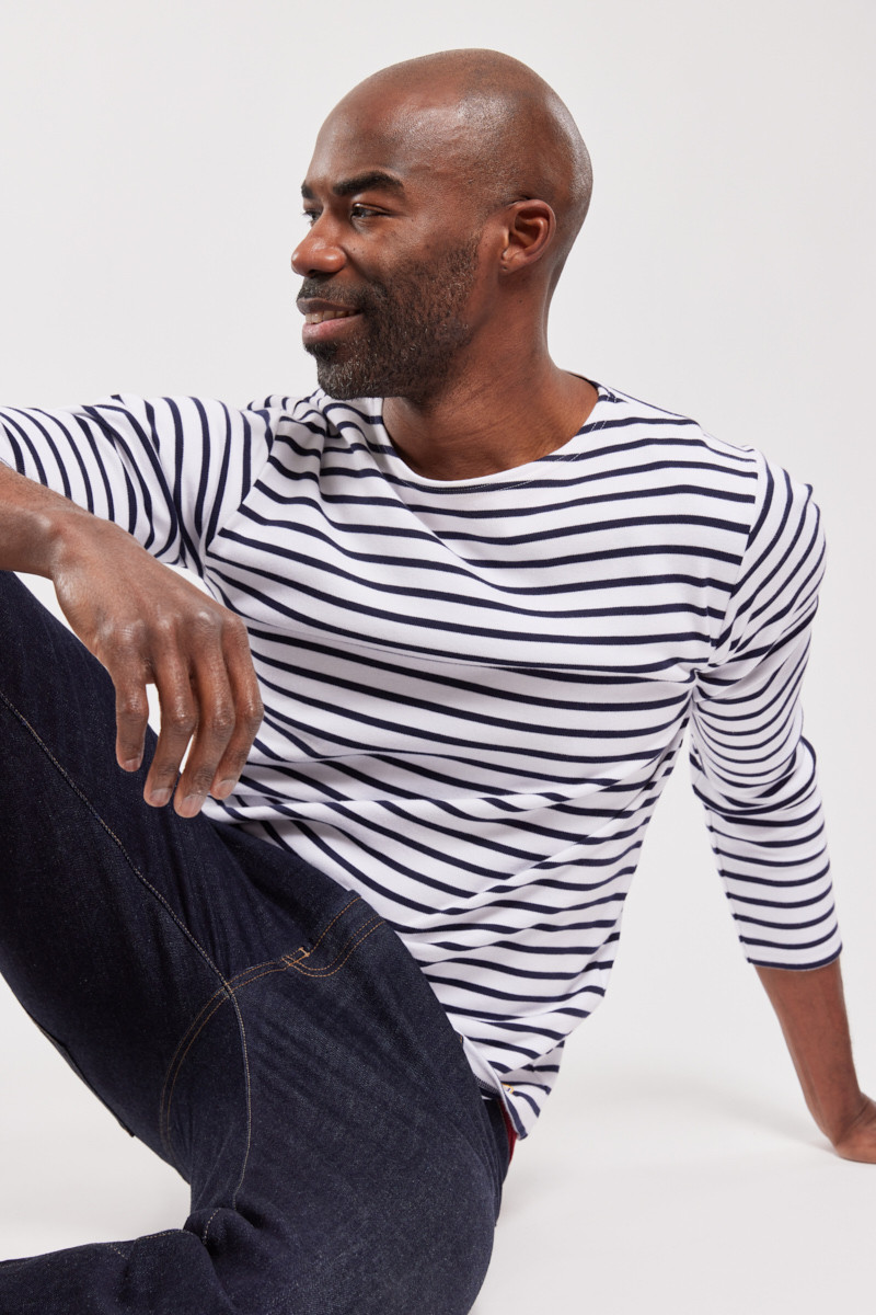 Armor Lux Streifenshirt Weiß Dunkelblau Gestreift Herren Mariniere