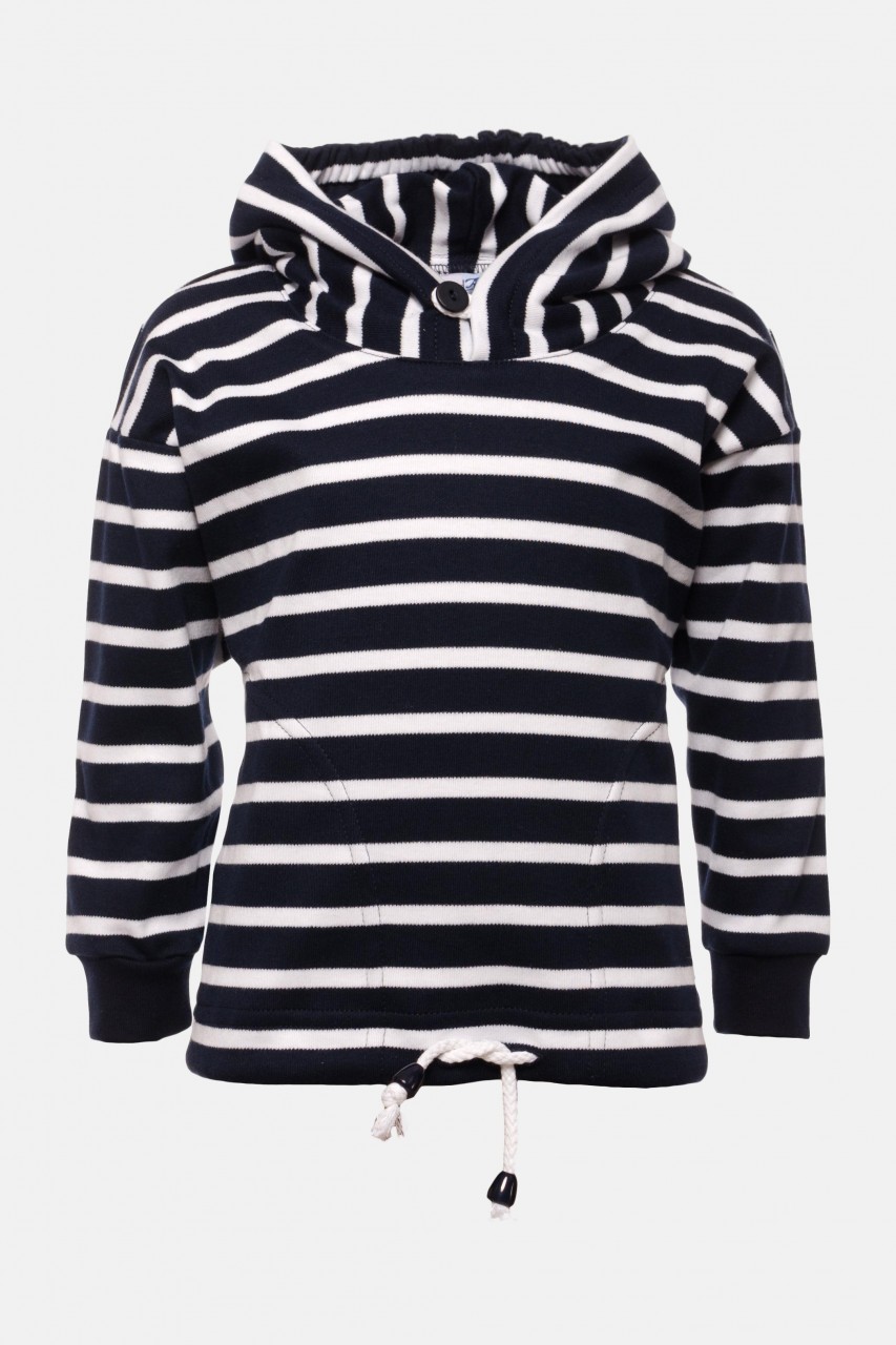 Bretonisches Kinder-Kapuzenshirt - blau/weissgestreift