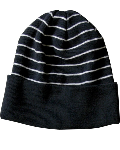 Feinstrickmütze gestreift, Baumwolle