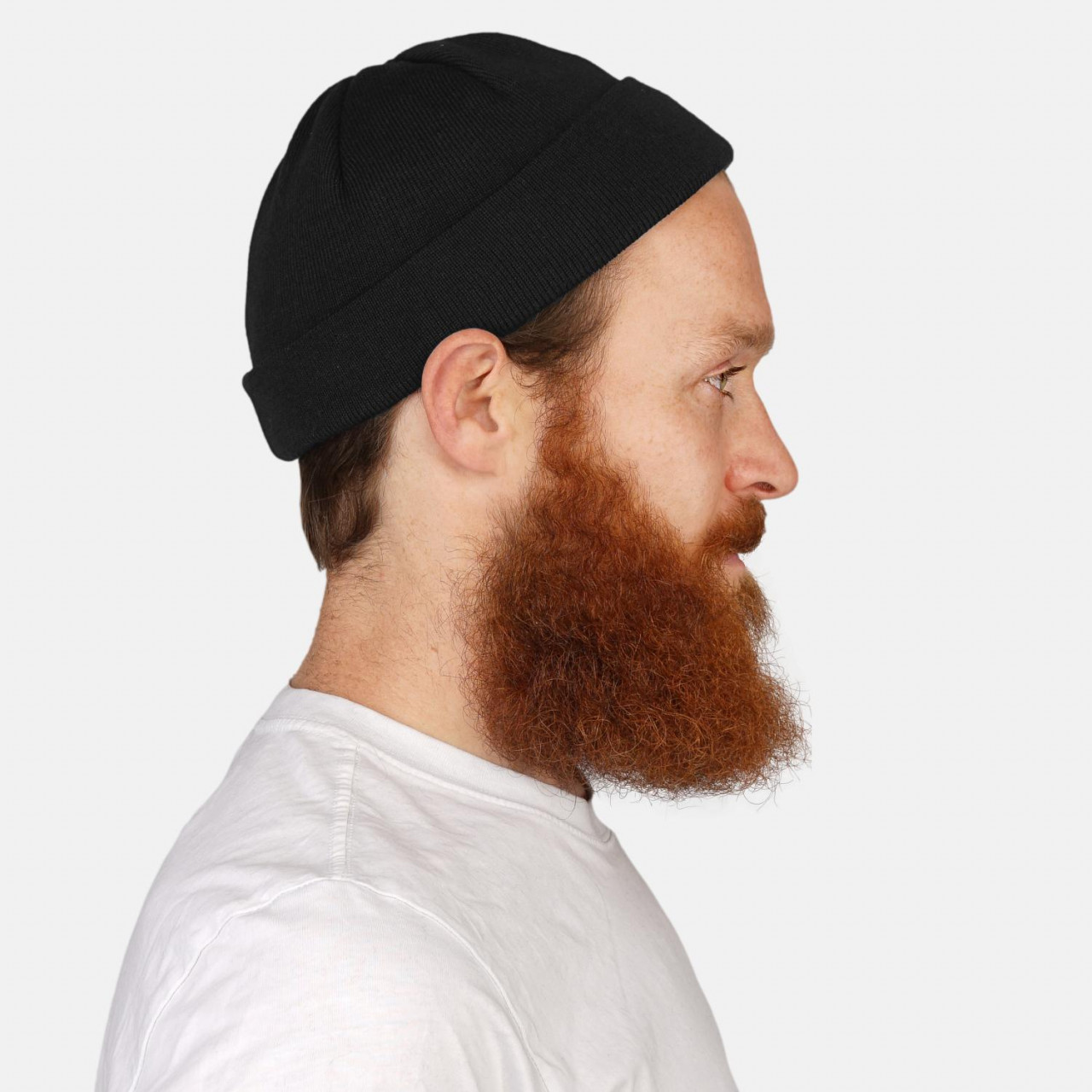 Hanseheld Strickmütze Seebär Baumwolle Dockermütze kurz flach - Schwarz