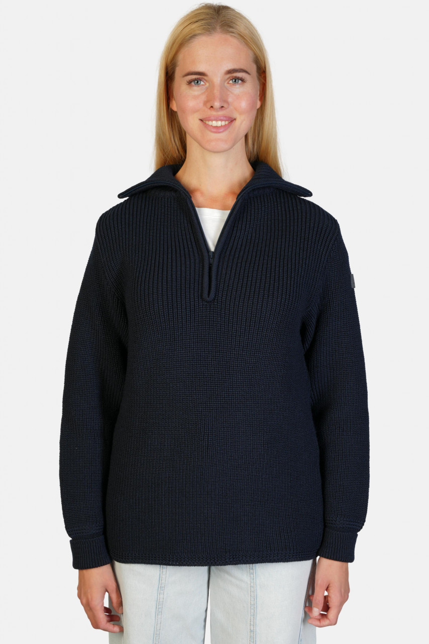 Damen Troyer Merino Blau GOTS