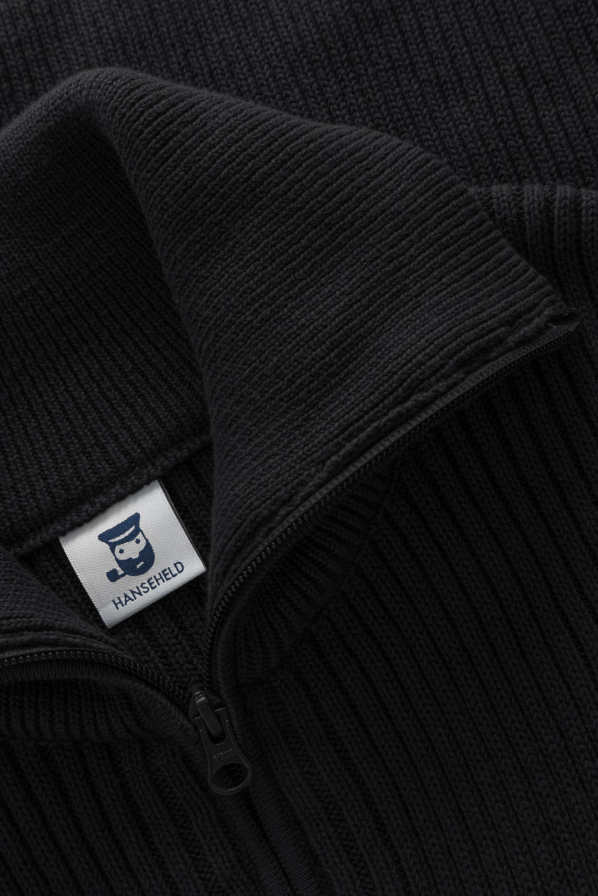 Hanseheld Troyer Baumwolle Schwarz GOTS Herren Troyer-Pullover Bio