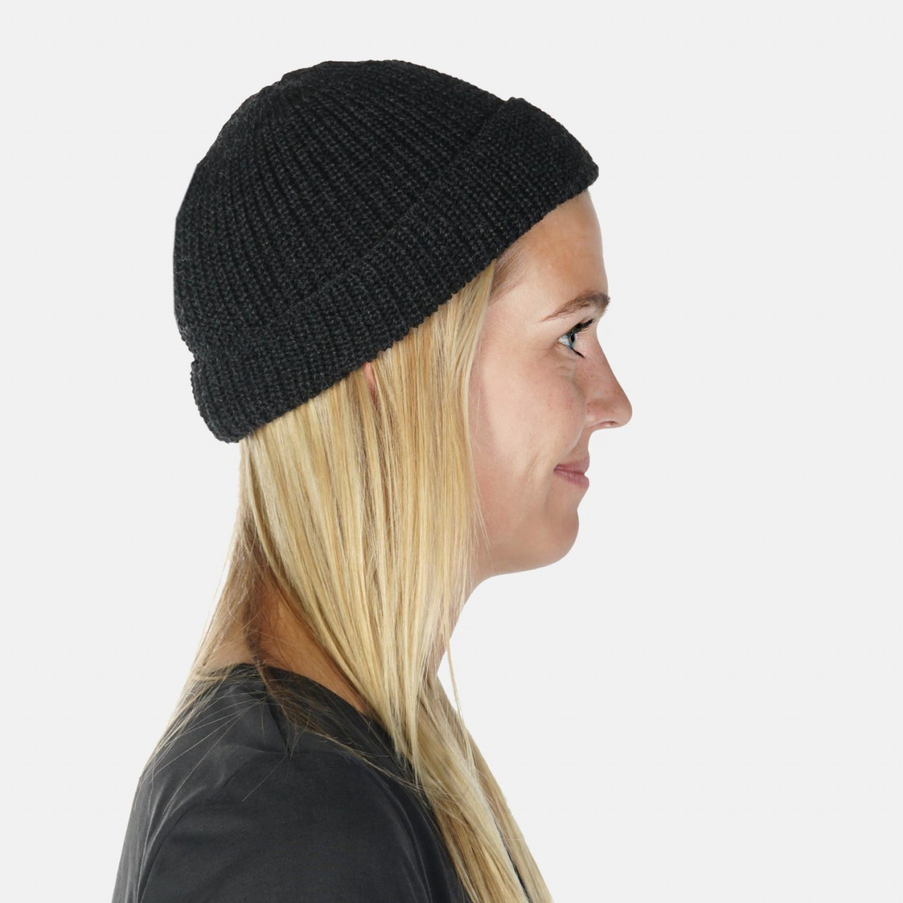 Hanseheld Strickmütze Seebär GOTS Dockermütze Seemannsmütze kurz und flach - Anthrazit