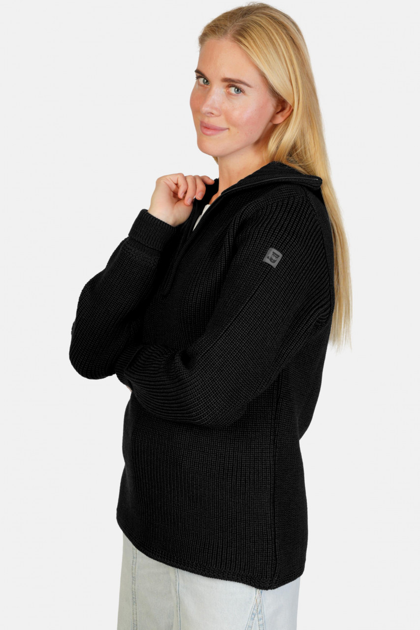 Damen Troyer Merino Wolle Schwarz GOTS