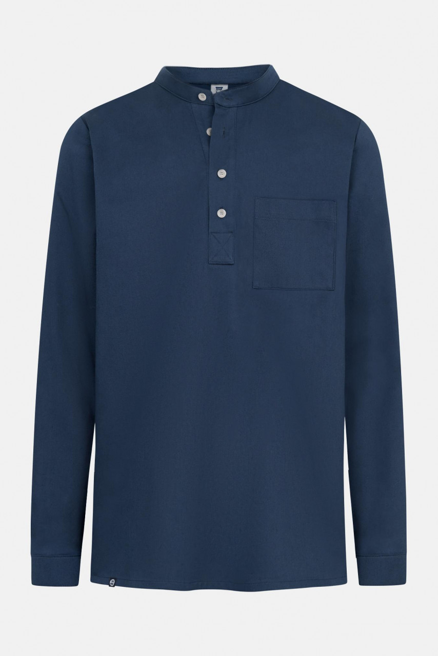 Hanseheld Fischerhemd Blau Uni GOTS Organic