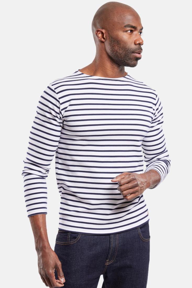 Armor Lux Streifenshirt Weiß Dunkelblau Gestreift Herren Mariniere