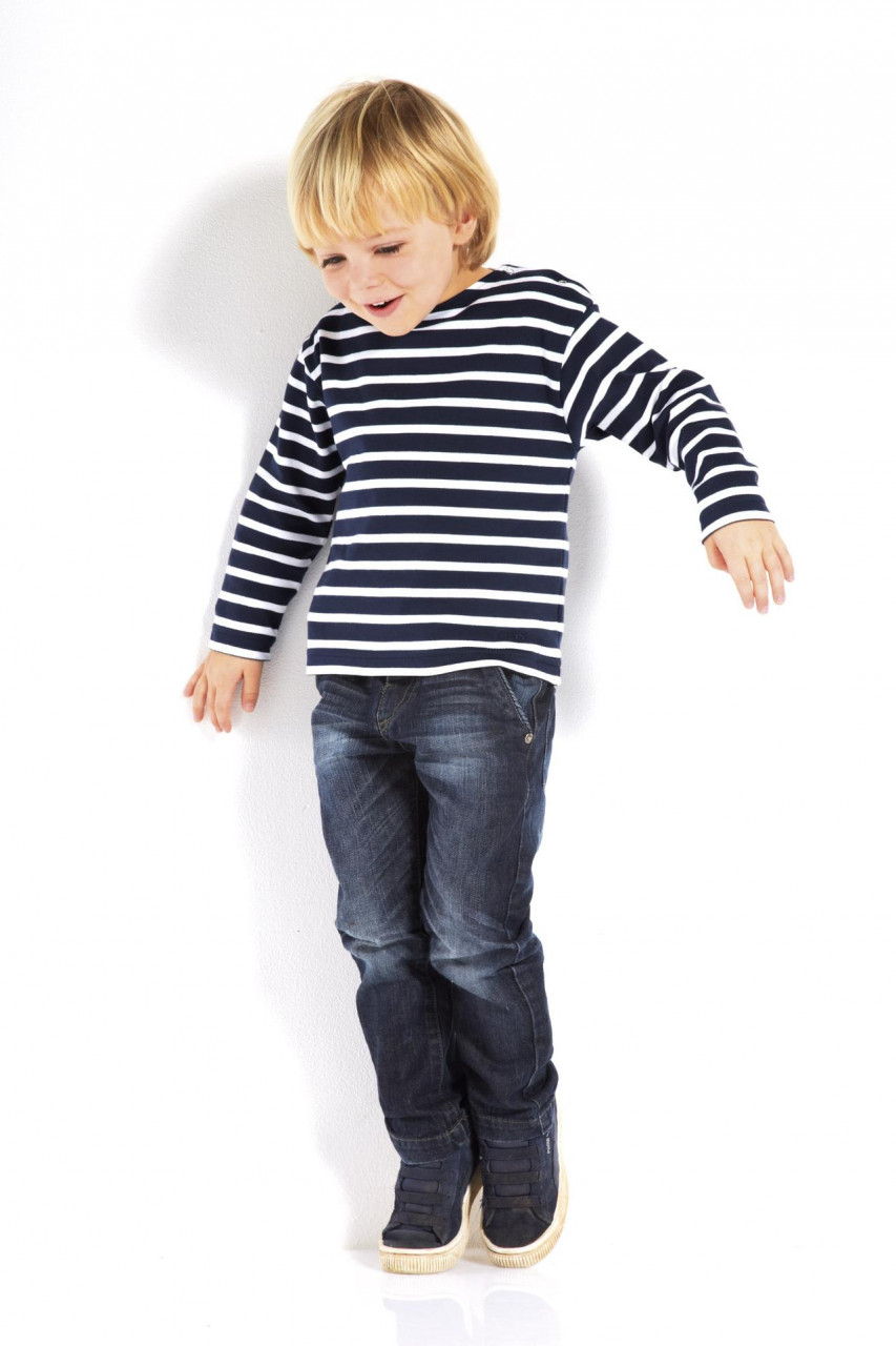 Gestreiftes Shirt - Kinder - blau/weissgestreift