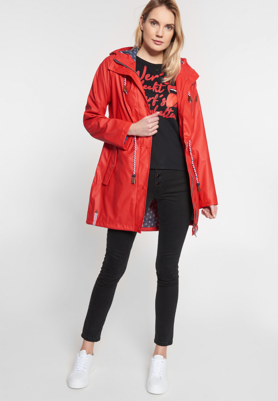 Damen Friesennerz Rot Anker-Futter