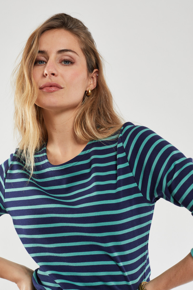 Armor Lux Streifenshirt Lesconil Dunkelblau Türkis Gestreift Damen Mariniere