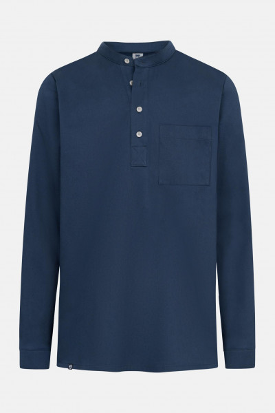 Hanseheld Fischerhemd Blau Uni GOTS Organic