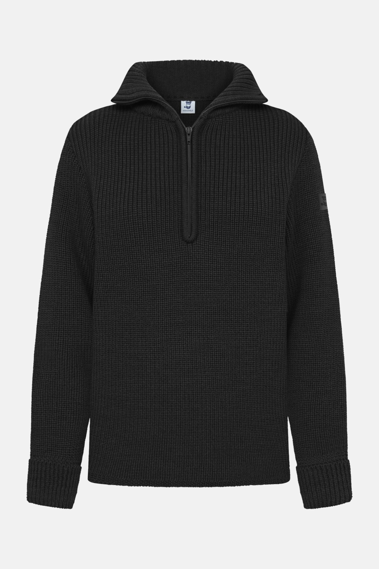Damen Troyer Merino Wolle Schwarz GOTS