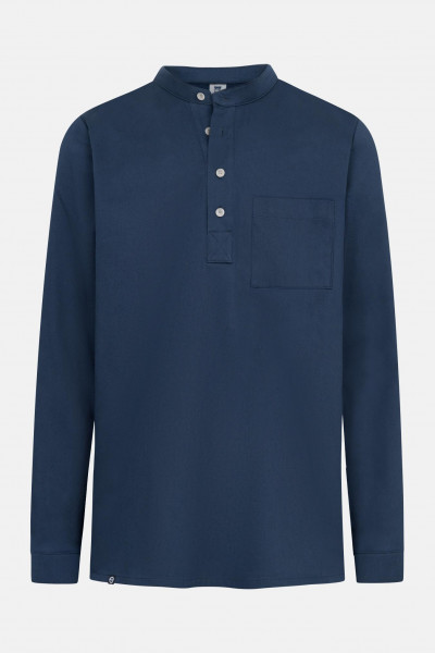 Hanseheld Fischerhemd Blau Uni GOTS Organic