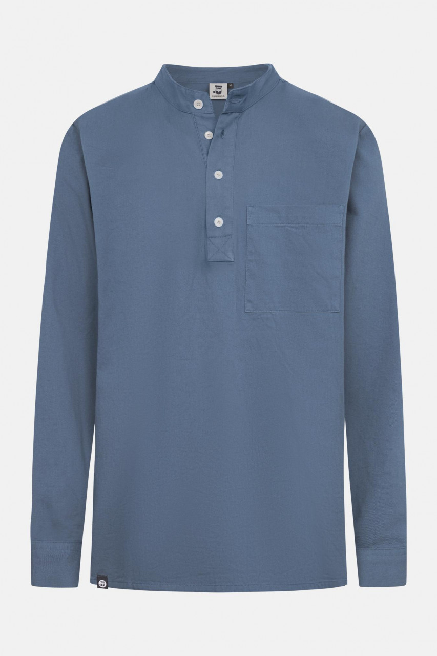 Hanseheld Fischerhemd Jeans Blau Uni GOTS Organic