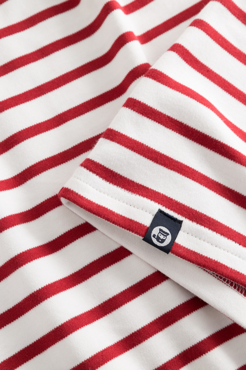 Hanseheld Streifenshirt Damen Natur-Rot Langarm Weiß Rot GOTS Organic