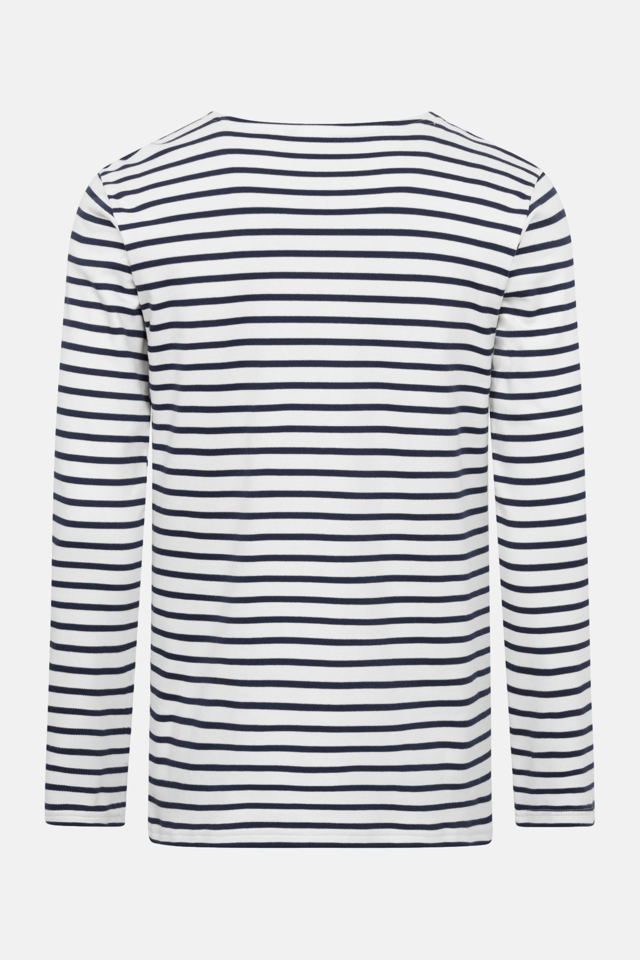 Hanseheld Streifenshirt Herren Natur-Marine Langarm Weiß Blau GOTS Organic