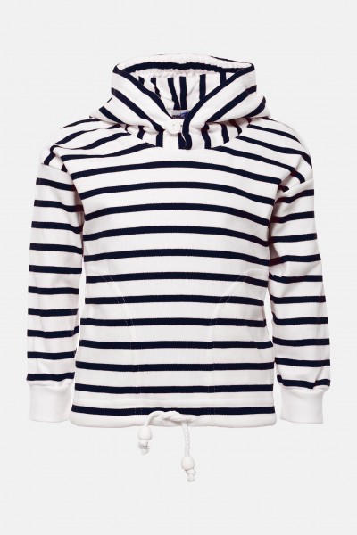 Bretonisches Kinder-Kapuzenshirt - weiss/blaugestreift