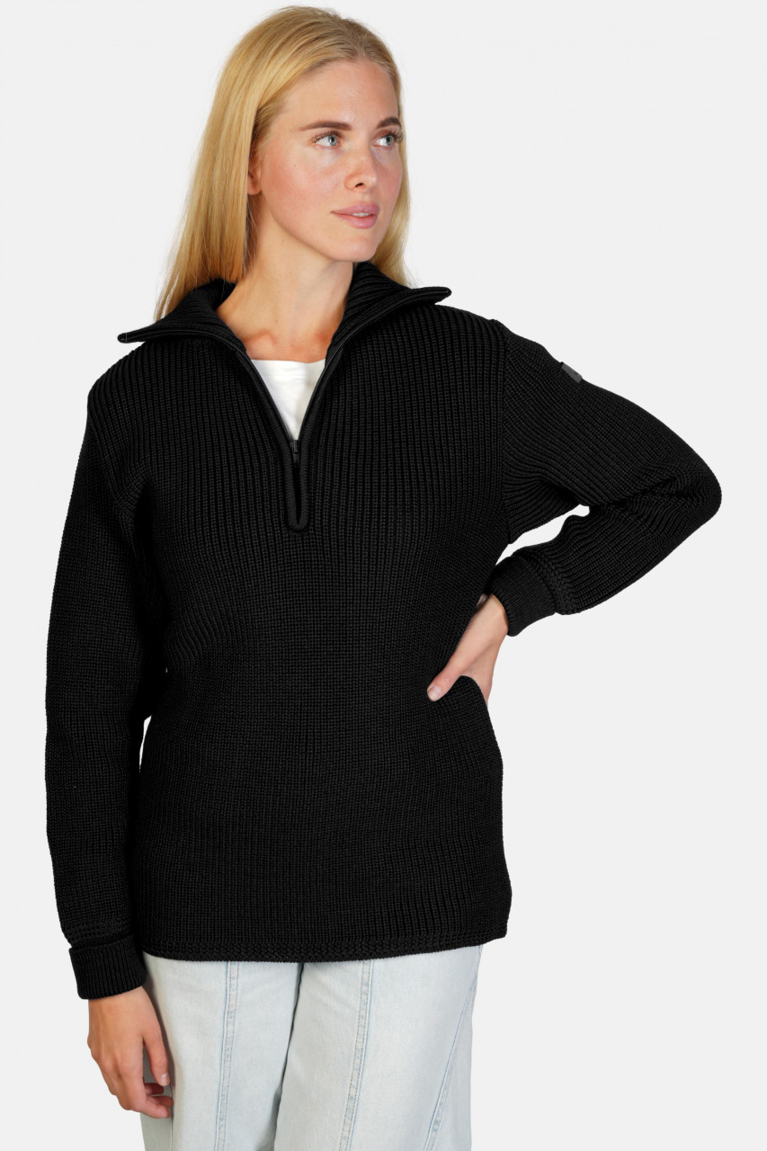Damen Troyer Merino Wolle Schwarz GOTS
