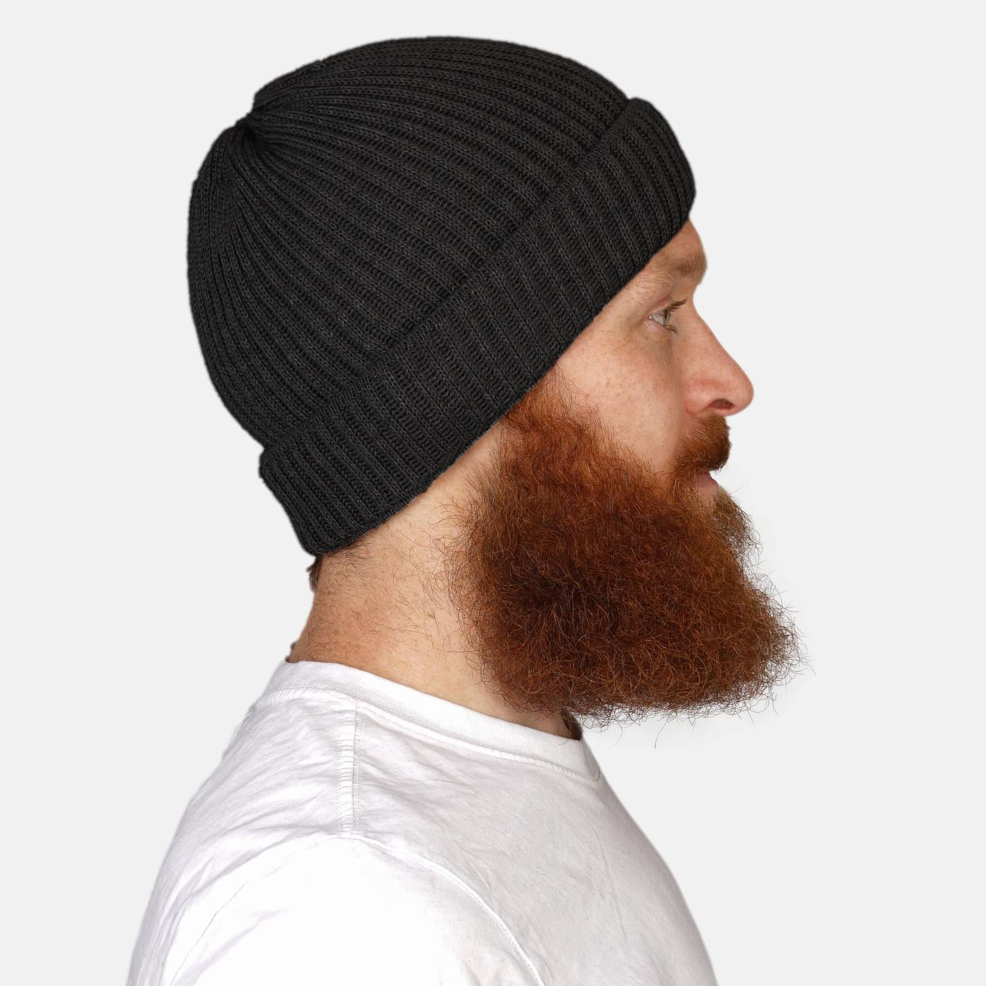 Strickmütze Rippstrick Hanseheld 100% Schurwolle (Merino) - Anthrazit