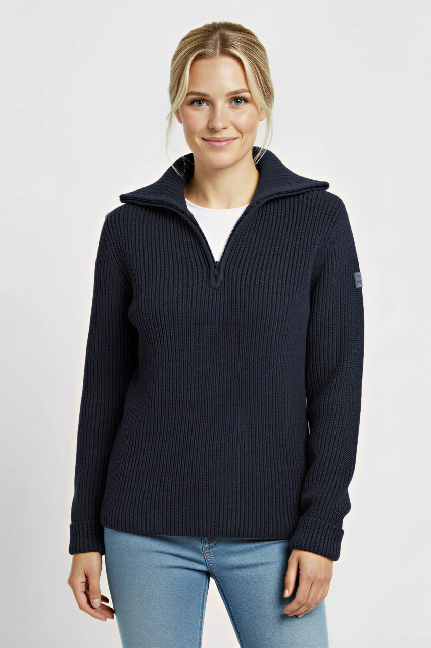 Damen Troyer Hanseheld Merino Blau GOTS Organic