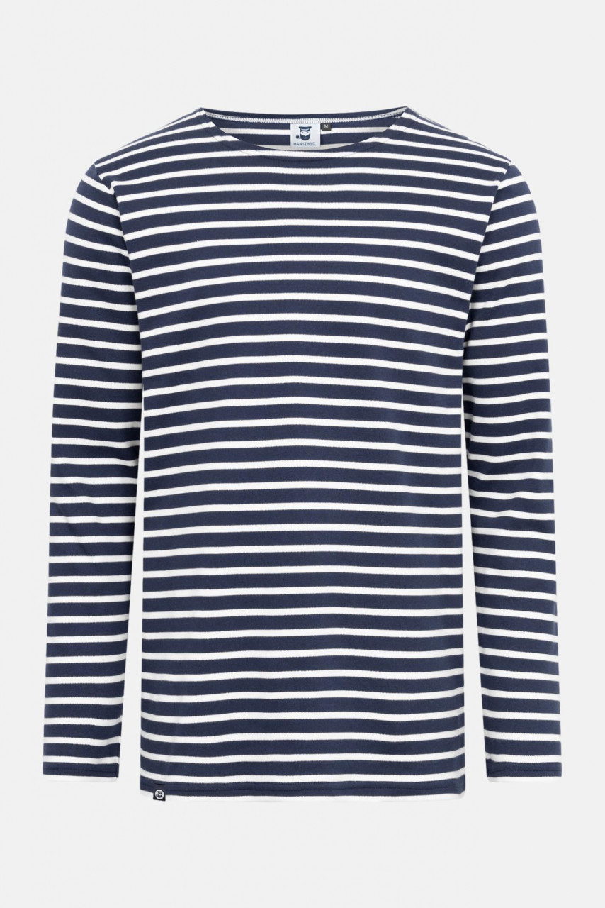 Hanseheld Streifenshirt Herren Marine-Natur Langarm Blau Weiß GOTS Organic