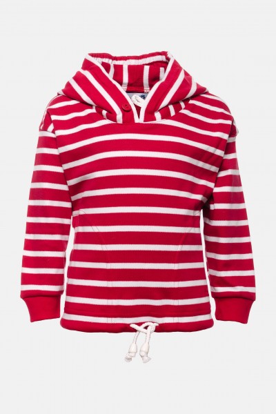 Bretonisches Kinder-Kapuzenshirt - rot/weissgestreift