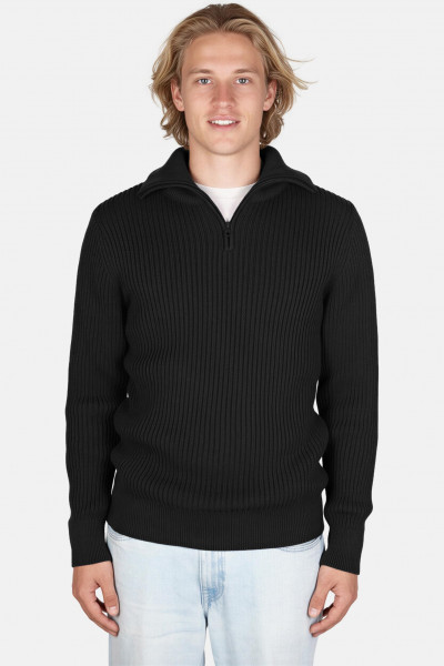 Hanseheld Troyer Baumwolle Schwarz GOTS Herren Troyer-Pullover Bio