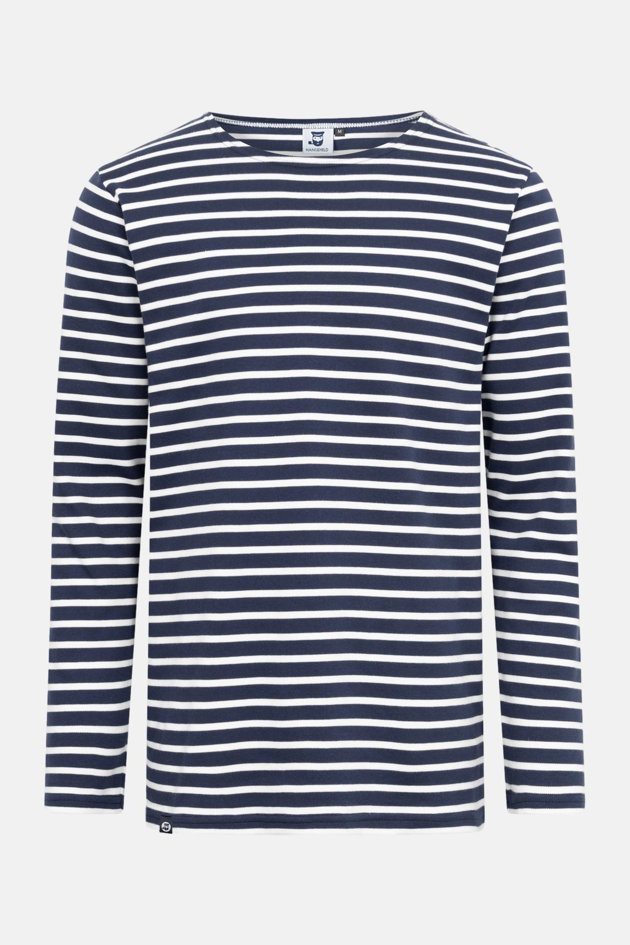 Hanseheld Streifenshirt Herren Marine-Natur Langarm Blau Weiß GOTS Organic