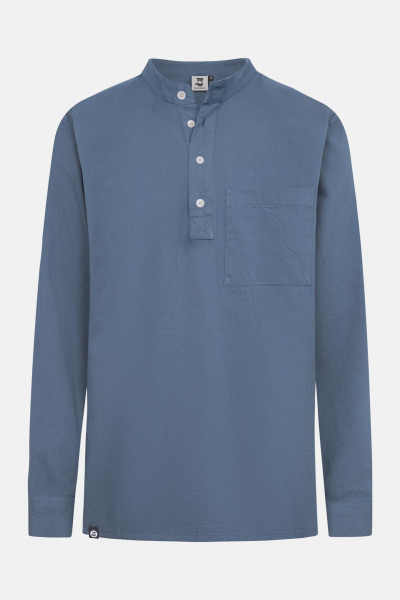 Hanseheld Fischerhemd Jeans Blau Uni GOTS Organic