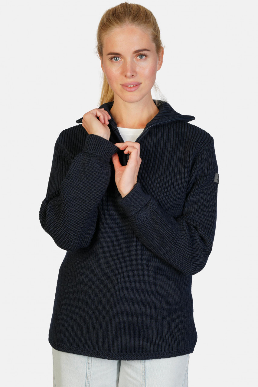 Damen Troyer Merino Blau GOTS