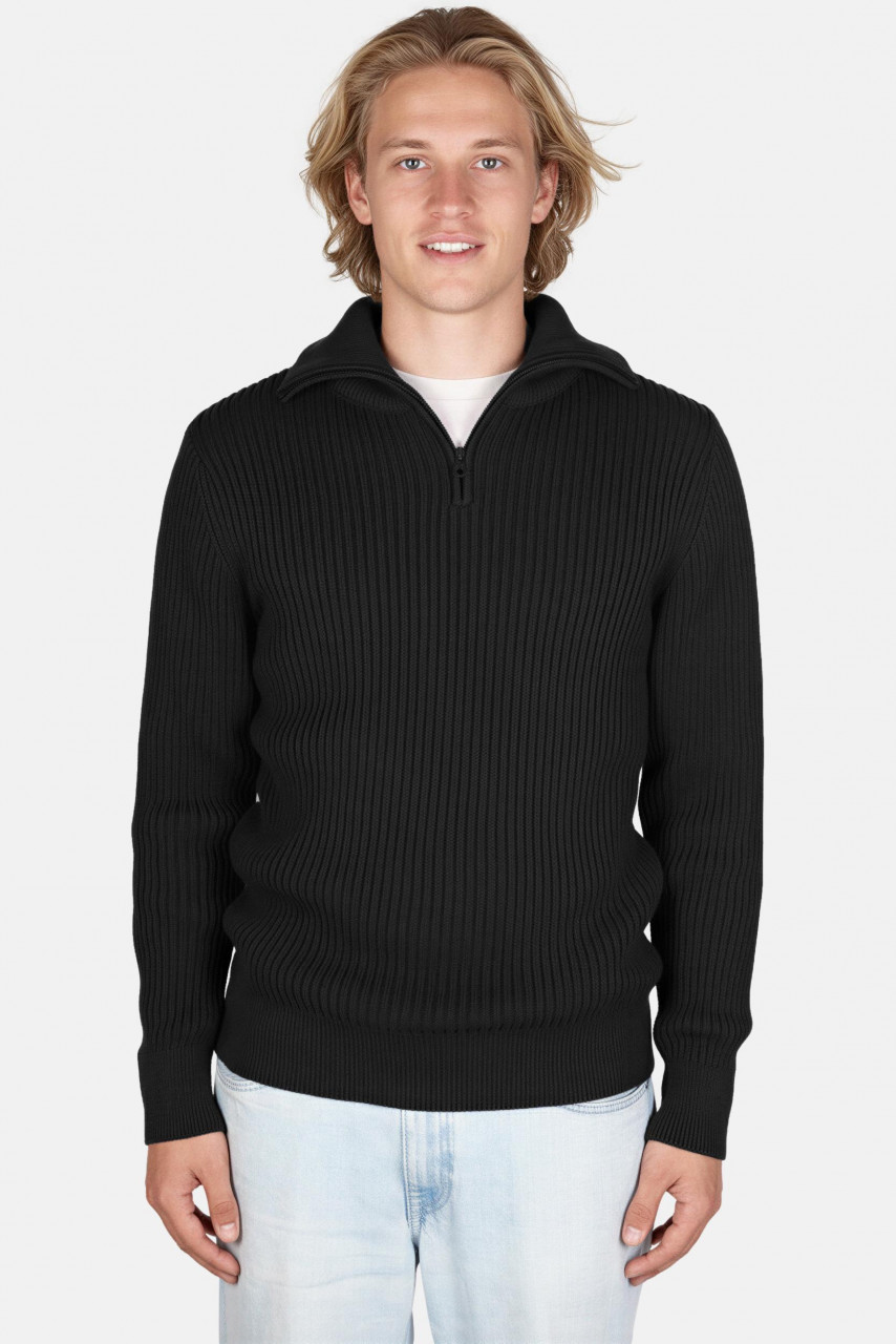 Hanseheld Troyer Baumwolle Schwarz GOTS Herren Troyer-Pullover Bio