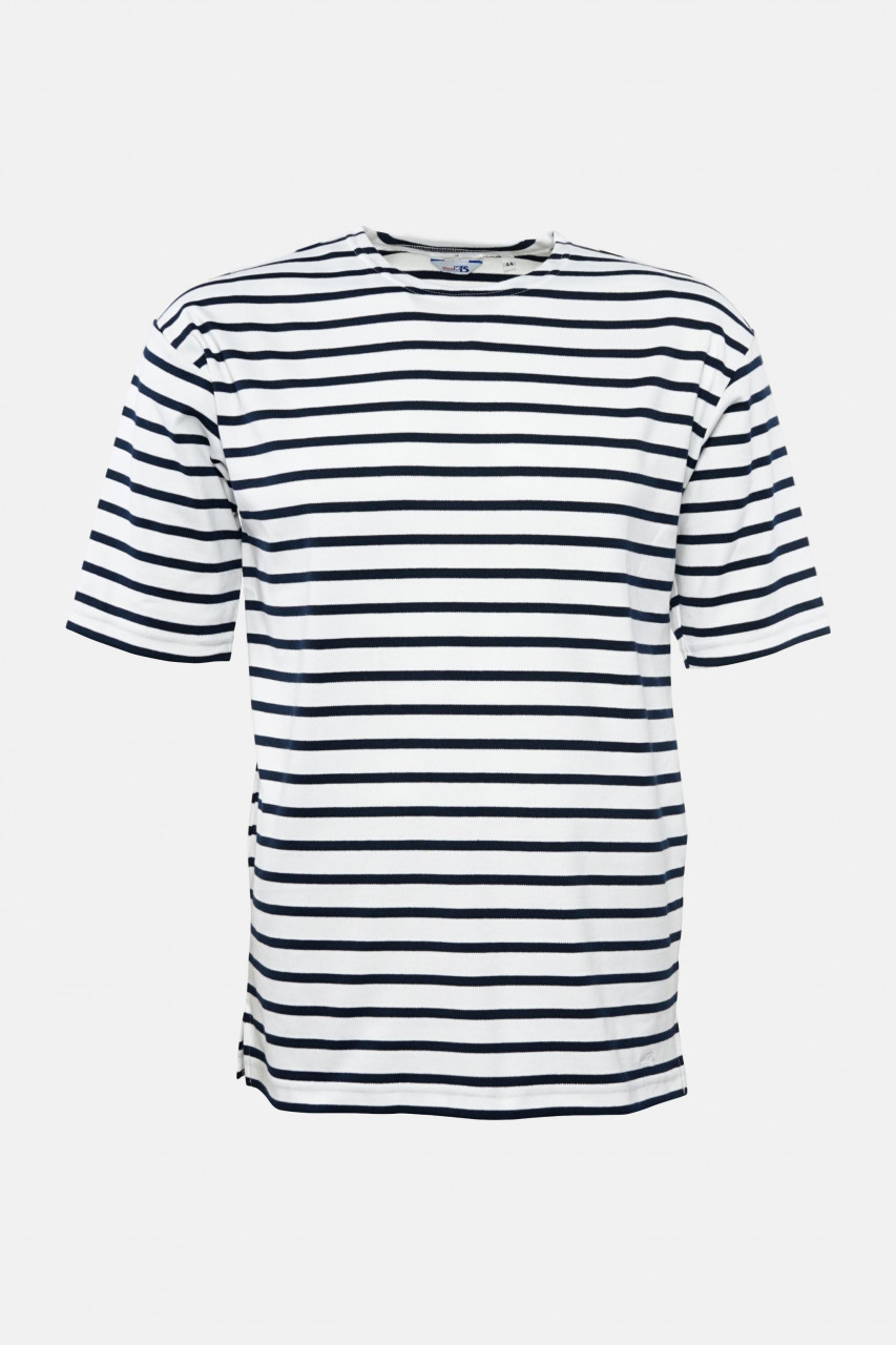 Streifenshirt Herren Kurzarm Weiß-Blau Gestreift Ringelshirt