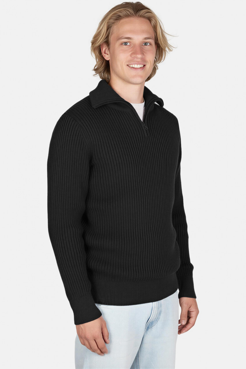 Hanseheld Troyer Baumwolle Schwarz GOTS Herren Troyer-Pullover Bio