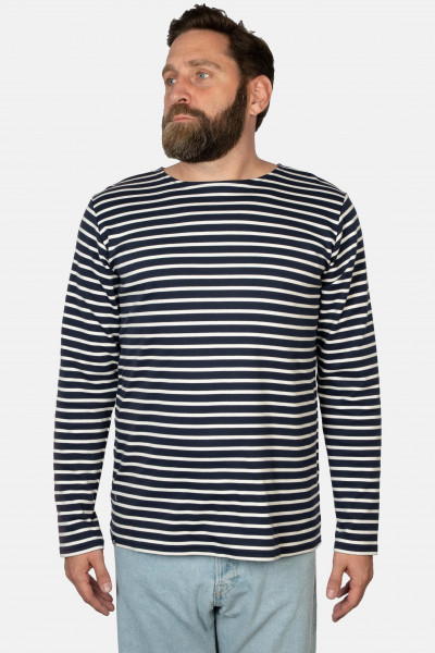 Hanseheld Streifenshirt Herren Marine-Natur Langarm Blau Weiß GOTS Organic