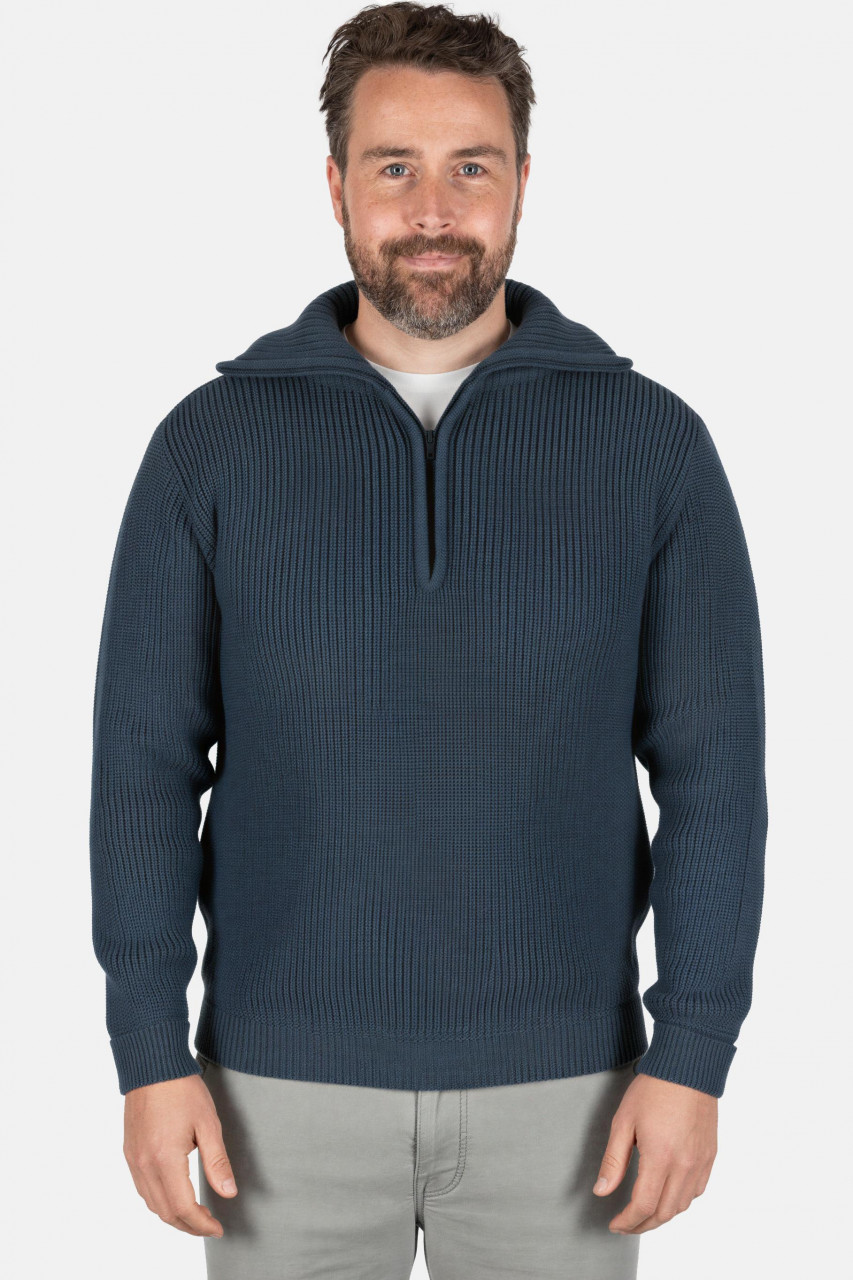 Troyer Merino Jeans Blau GOTS